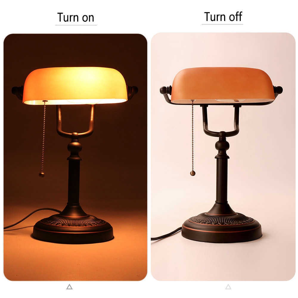 Retro vintage E27 220V led table lamp amber color frosted glass shade living room bedroom bedside study hotel room desk lamp HKD230807