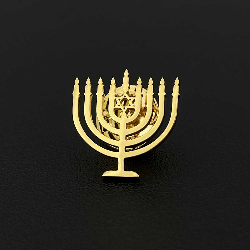 Broches Broches Israël Judaïsme Menorah Boucle Broche pour Hommes Femmes Revers Collier Pins Badge Hanukkah Cadeaux De Vacances Foi Bijoux Fête De Mariage HKD230807