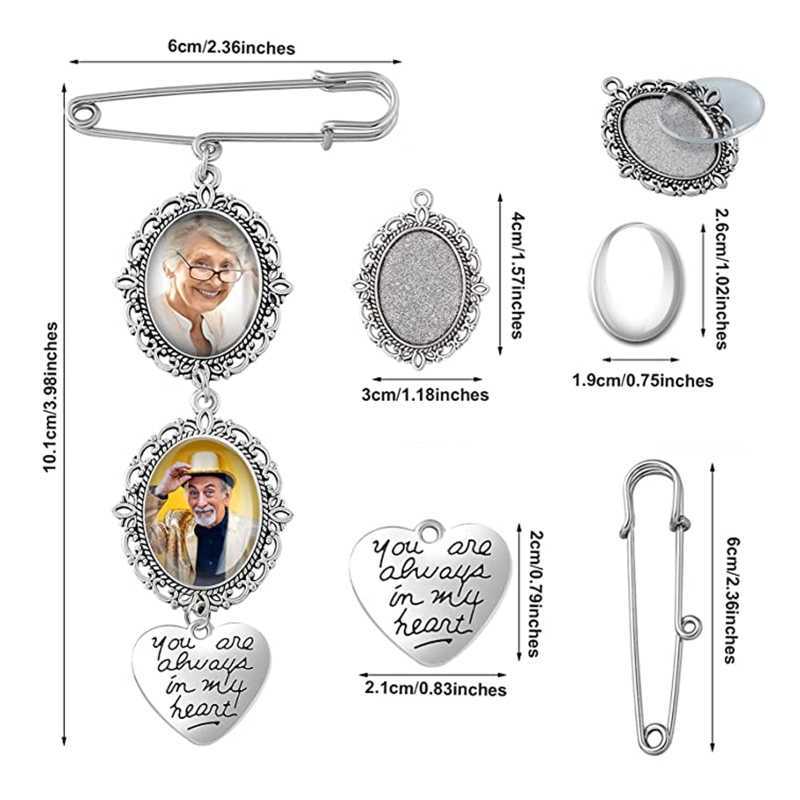 Pins Broches Lacy Oval Bridal Charm Wedding Bouquet Photo Charm Pin Memorial Gift for Bride HKD230807