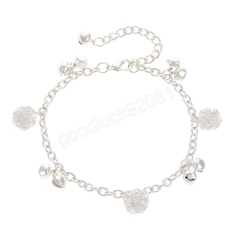 Cavigliere alla moda in argento con campana scava fuori la catena del piede con ciondolo a forma di stella gli accessori gioielli con bracciale da spiaggia estiva da donna