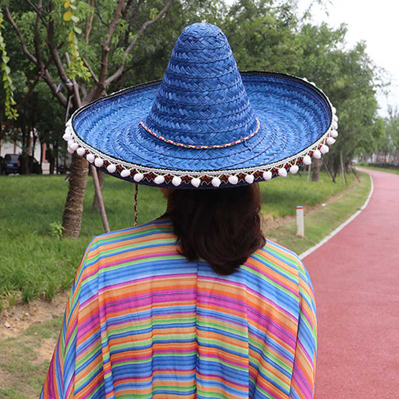 Party Hoeden Mexicaanse Hoed Natuurlijke Mannen Stro Mexicaanse Sombrero Hoed Vrouwen Kleurrijke Verjaardagsfeestje Hoeden Decor Strooien Hoed Party Kostuum Accessoires HKD230807