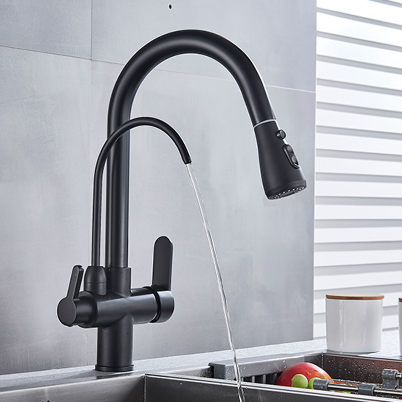 Kithcen Drink Purified Faucet Pull Out Water Filter Tap 2/3 Way Torneira HotCold Mixer Sink Crane