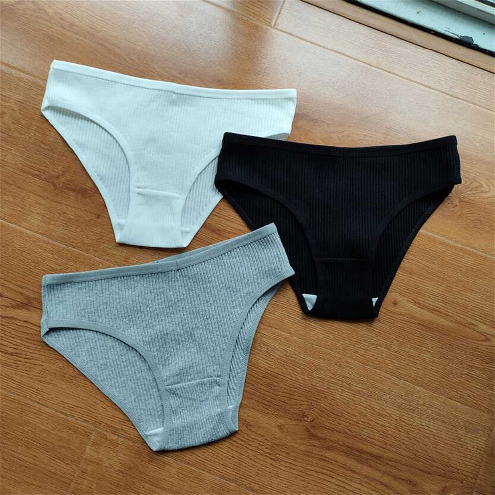 /Pack M-XXL Simple Ribbed Cotton Briefs Women Pack Plus Size Sexy Panties Ladies Comfortable Underwear Pantys Lingerie L230626