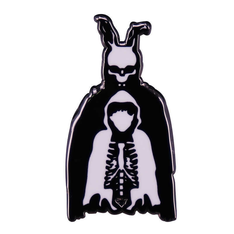 Alfileres Broches Frank the Rabbit Bunny Donnie Darko Broche Esmalte Broches Insignias de metal Alfileres de solapa Chaqueta de mezclilla Accesorios de joyería Regalos HKD230807