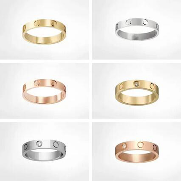 Band Love Rings Designer Jewelry Rose Gold Silver plaquée en titane acier avec Diamond Fashion Street Hop Hop Casual Classic 284y