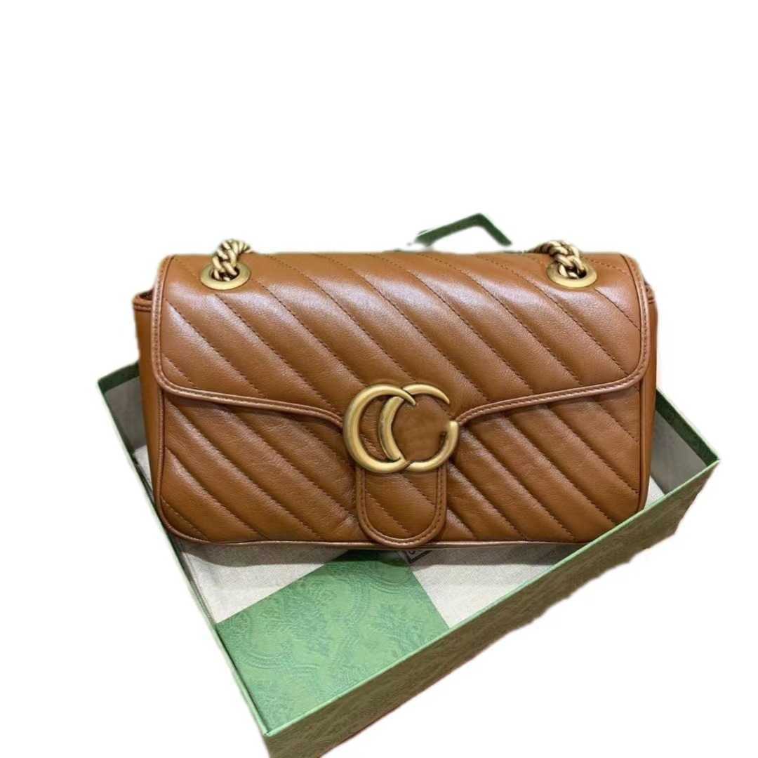 2024 Nouveau sac à main de luxe de haute qualité Ventes directes d'usine Double cuir original Marmont Chaîne Femme Love One Bandbody Edition Mini Lingge