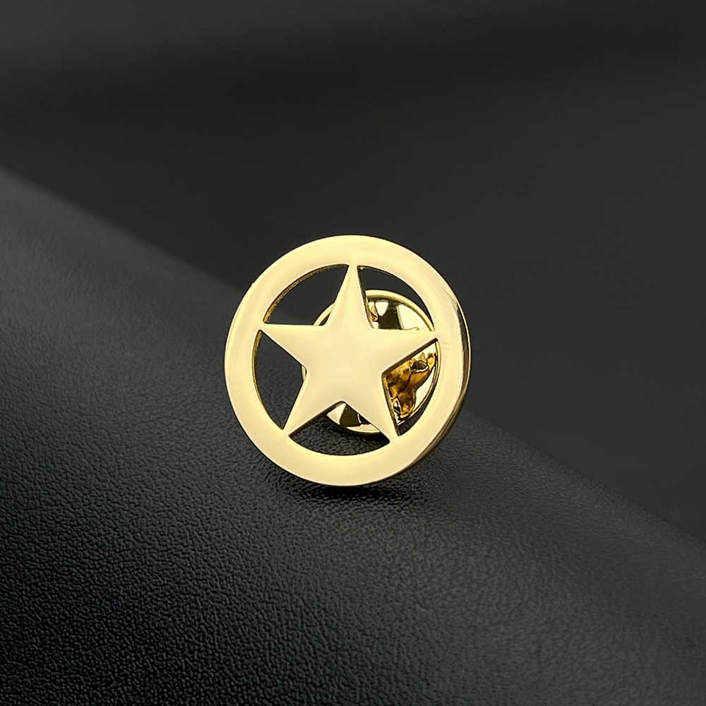 Stift broscher klassisk cirkelstjärna brosch för män pentagram charm smycken rostfritt stål fjärilspinnar bröllopsfest kostym badge pappa gåva hkd230807