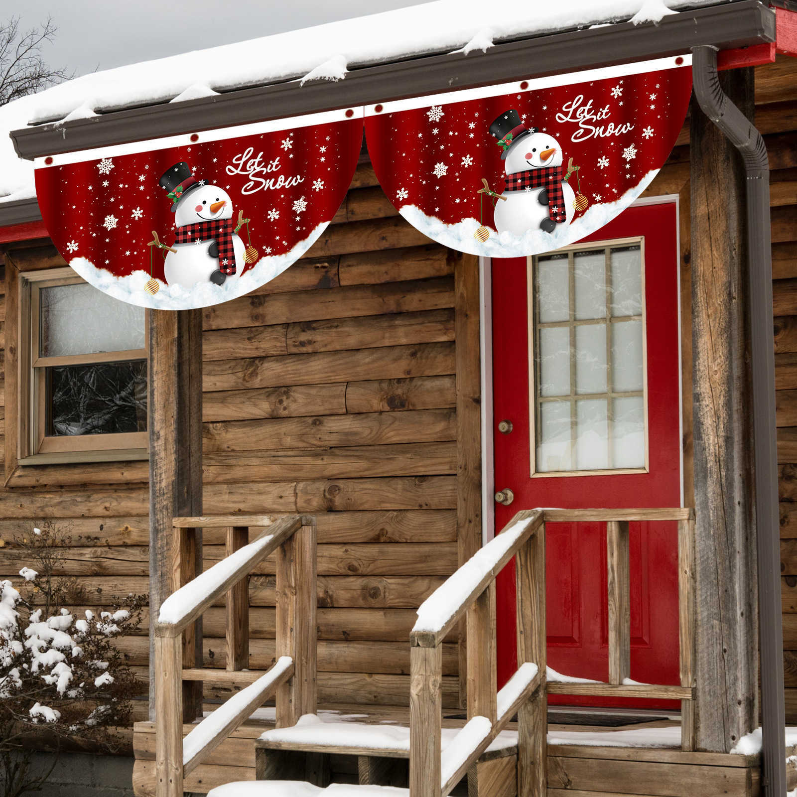 Noël extérieur en forme d'éventail drapeau bannière décor de Noël pour la maison 2024 Cristmas Drop ornement Noël Navidad cadeau nouvel an L230620