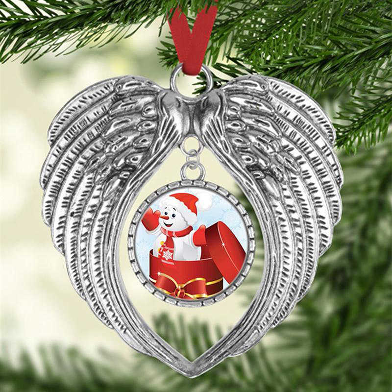 Angel Wing Shaped Pendents Christmas Tree Ornaments Heart Shape DIY Pendant L230620