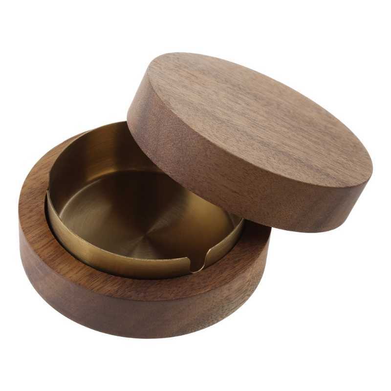 Walnut Wood Ashtray with Lid Wooden Organizer Portable Accessory for CASE G5AB HKD230808
