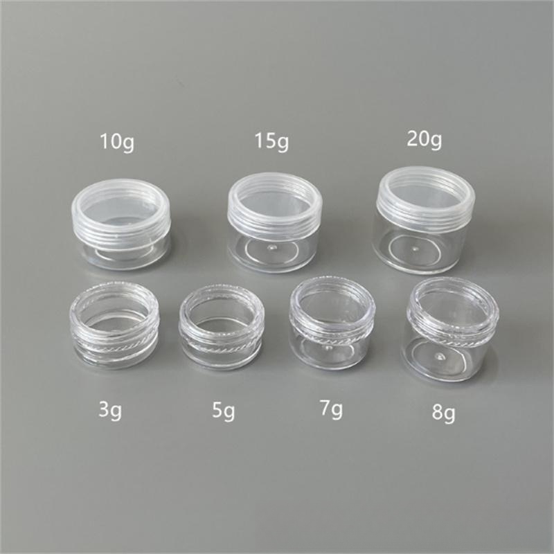 Pots haut de gamme Échantillon cosmétique Récipient vide 5ML Pot rond en plastique Couvercle à vis Petite bouteille minuscule 5G pour maquillage Ombre à paupières Ongles 3 5 7 8 10 15 20 Grammes