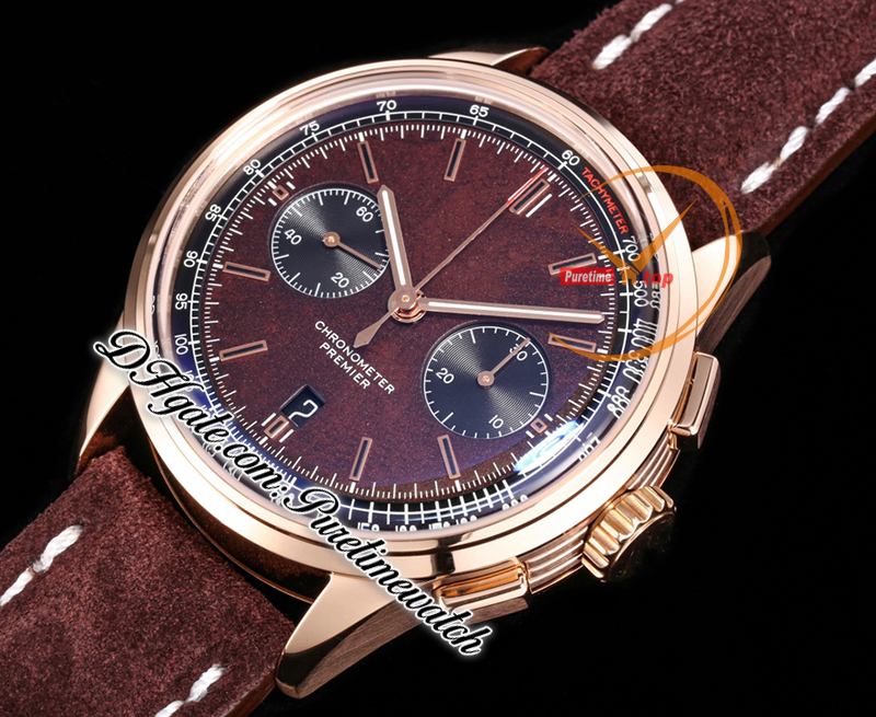 BLS V2 Premier B01 ETA A7750 Automatyczny chronograf męski zegarek 42 Rose Gold Brown Dial Skórzanie stulecie RB01181A1Q1x1 Super Edition RELOJ HOMBRE Puretime J10