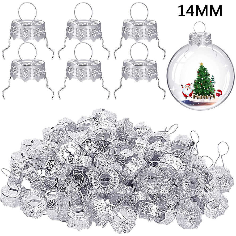 50st runda julboll prydnad kepsar guld borttagbara metallhängare mössa xmas nyår ersättning ornament cap diy hem dekor l230620