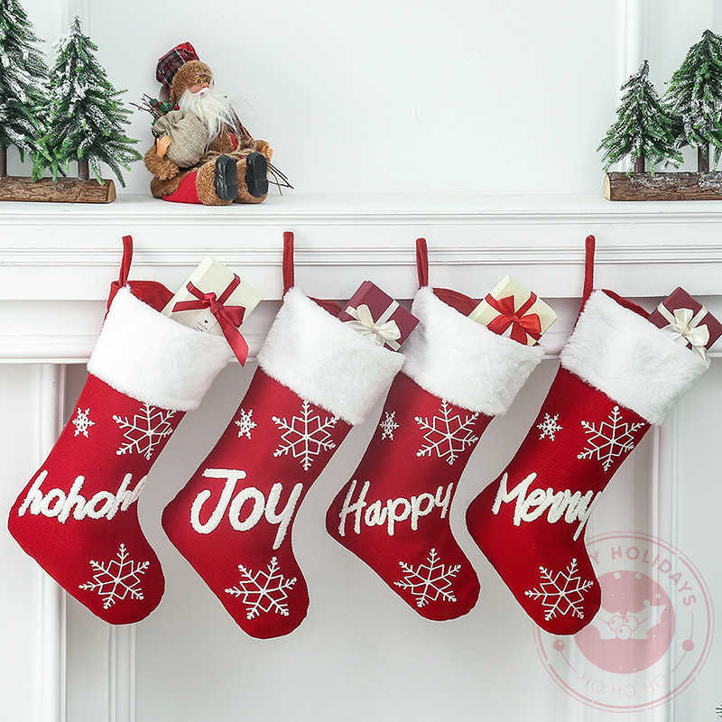 Christmas Stocking Sack Xmas Gift Candy Bag Noel Christmas Decorations for Home Navidad Sock Christmas Tree Decor New Year 2022 L230620