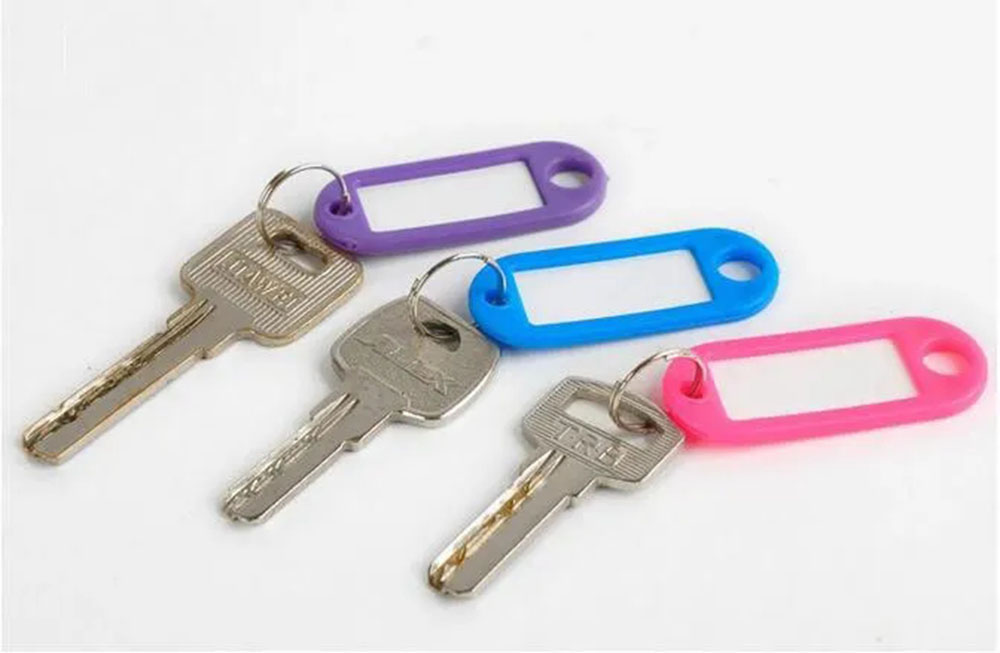 / Fresh Plastic Keychain Key Tags ID Étiquette Nom des étiquettes avec anneau divisé pour les chaînes de clés du numéro de pièce Lage Empêchez les balises perdantes 10
