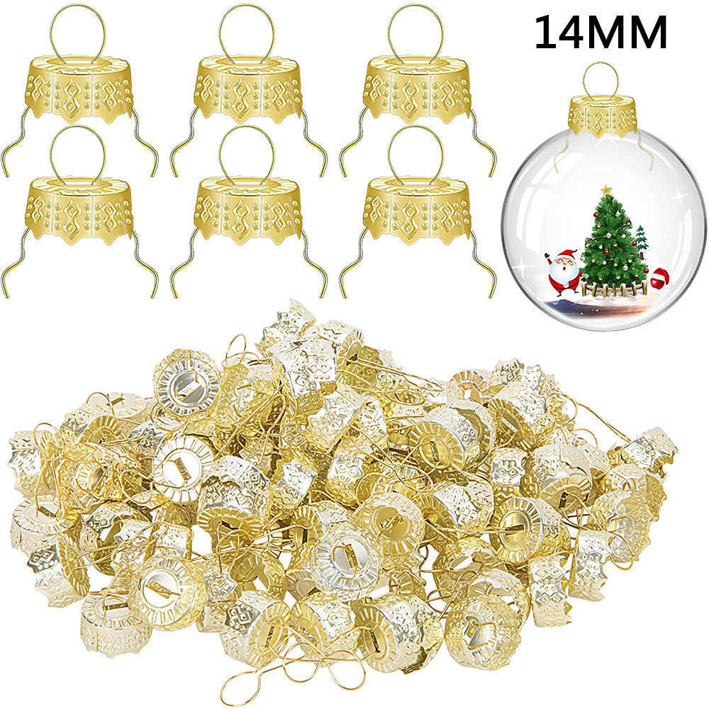 50st runda julboll prydnad kepsar guld borttagbara metallhängare mössa xmas nyår ersättning ornament cap diy hem dekor l230620