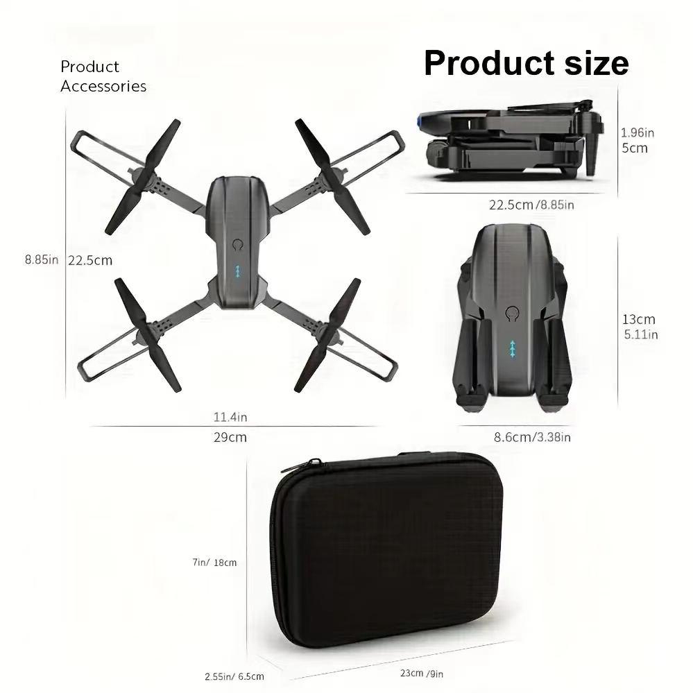 Drone E99 Pro avec caméra HD, WiFi FPV HD double pliable RC Quadcopter Altitude Hold, jouets télécommandés pour débutants enfants cadeaux pour hommes intérieur et extérieur