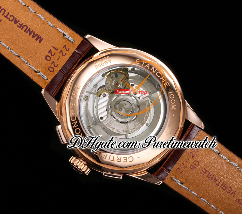 BLS V2 Premier B01 ETA A7750 Automatisk kronograf Mens Watch 42 Rose Gold Brown Dial Leather Centenary RB01181A1Q1X1 Super Edition Reloj Hombre Puretime J10