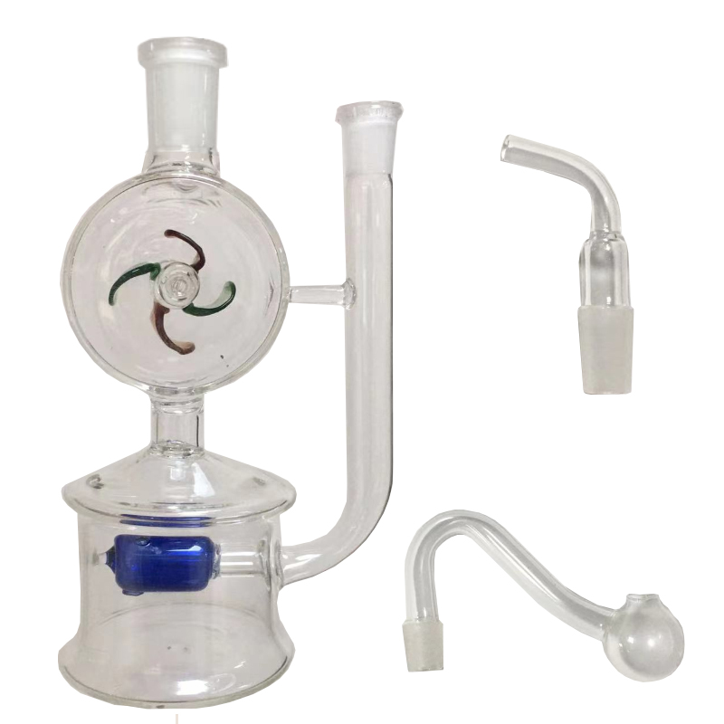 Windmill Glass Bubbler Water Pipes Hookah Bong Bubble Smart Recycle Filter 10mm 14mm Joints With Oil Burner