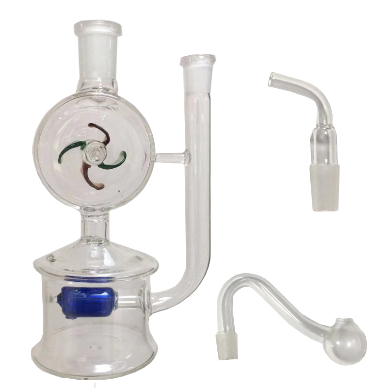 Windmühle Glas Bubbler Wasserpfeifen Shisha Bong Bubble Smart Recycle Filter 10mm 14mm Gelenke mit Ölbrenner