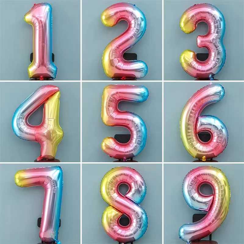 Numero Foil Balloon Party Decorazione fai da te Palloncini sfumati Baby Shower Natale Forniture feste di compleanno Palloncino decorativo matrimoni HKD230808