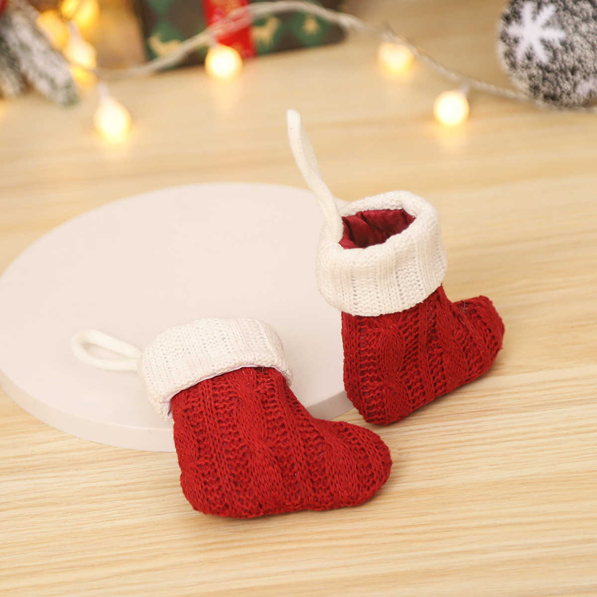 Julstrumpa Pendant Decoration Table Soles Holder Bag Christmas Fork Knife Cutlery Bag Xmas Home Ornament Navidad New Year L230620