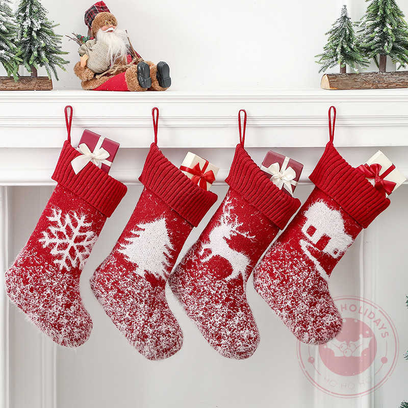 Świąteczne worka pończochy świąteczne Candy Bag Noel Dekoracje świąteczne do domu Navidad Sock Christmas Tree Decor Nowy rok 2022 L230620