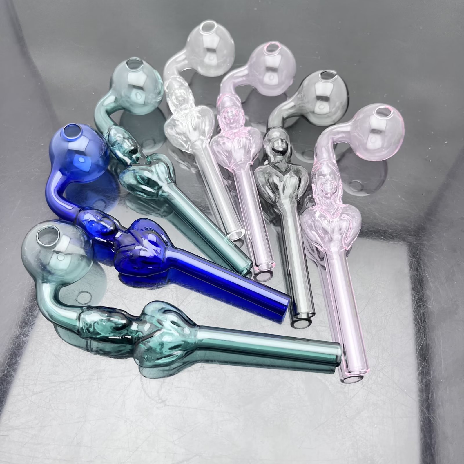 Tuyaux de fumée Narguilé Bong Verre Rig Huile Eau Bongs Vente chaude allongée grande bulle pot incurvé tuyau de verre de beauté