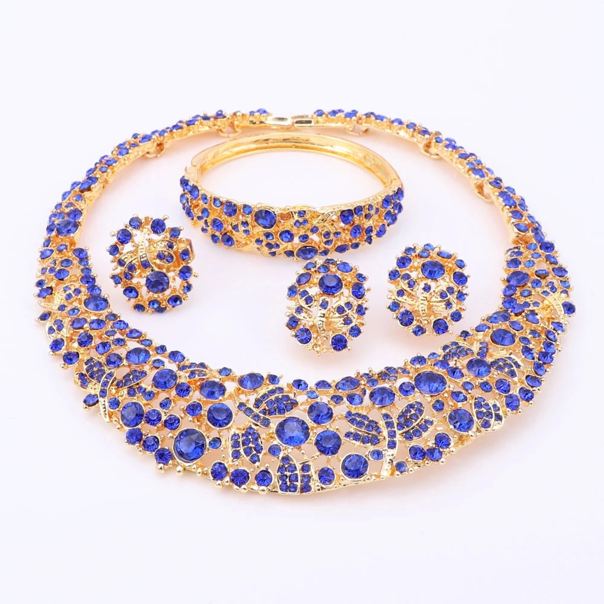 Women Party Bridal Fine Colorful Rhinestone African Beads Jewelry Sets For Wedding Party Dinner Dress Accessories Jewelry Sets269N