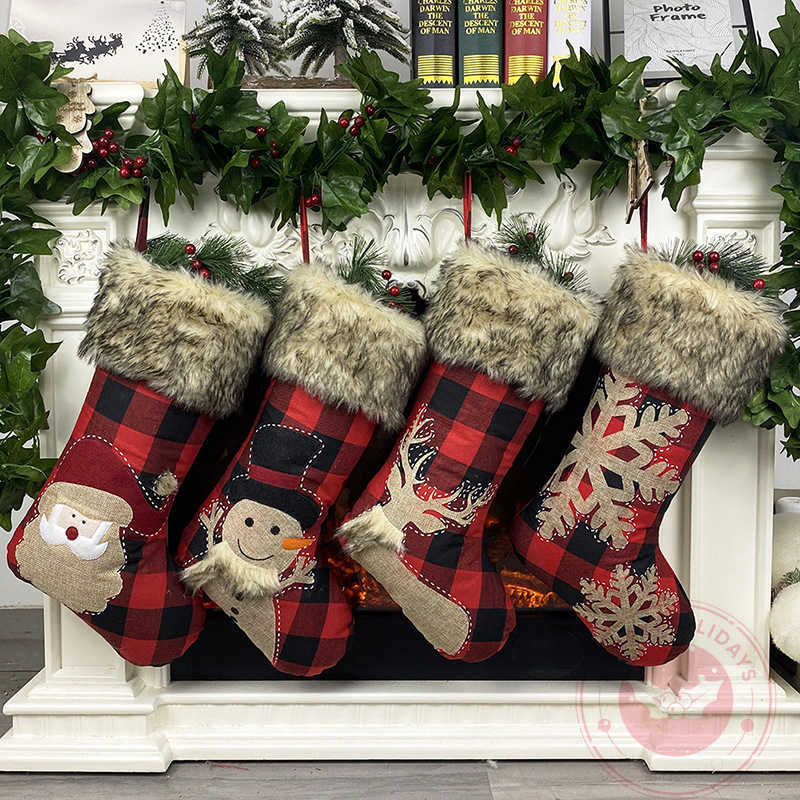 Świąteczne worka pończochy świąteczne Candy Bag Noel Dekoracje świąteczne do domu Navidad Sock Christmas Tree Decor Nowy rok 2022 L230620