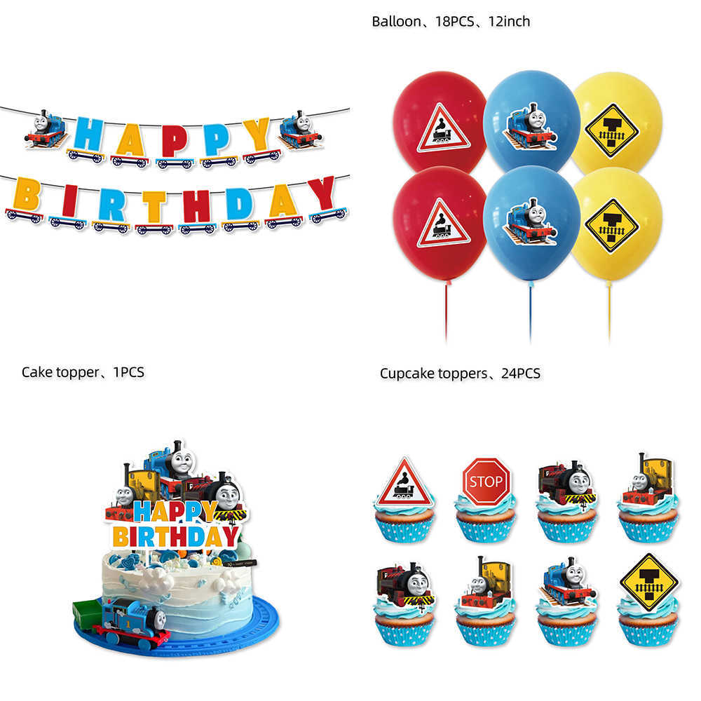 Thomas Train Theme Thomas Anniversaire Decorazioni feste Baby Shower Party Balloons Cupcake Bandiere Decorazioni usa e getta HKD230808