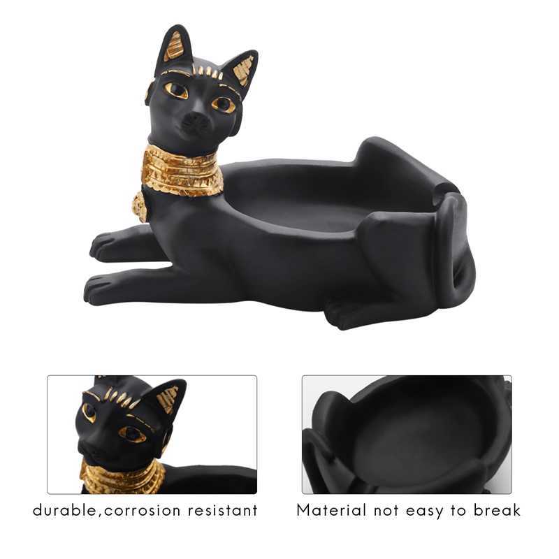 Cigarett Ashtray Ancient Egyptian Bastet Cat Goddess Staty Ash Holder For Smokers Tablett Rökning Ash Tray Home Office Bar de HKD230808