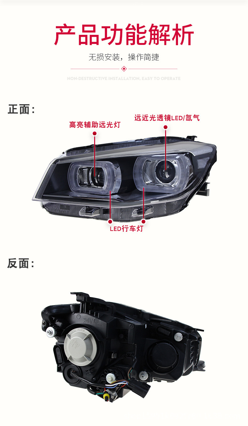 Bilkastare främre strålkastare för Changan CS75 20 14-20 17 LED Körande ljus dubbla lins xenon strålkastare montering