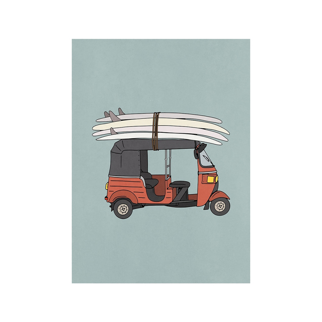 Fahrrad Surf Auto See Haus Leinwand Malerei Minimalistische Landschaft Poster Und Drucke Wand Kunst Wand Bilder Für Wohnzimmer Dekor wo6