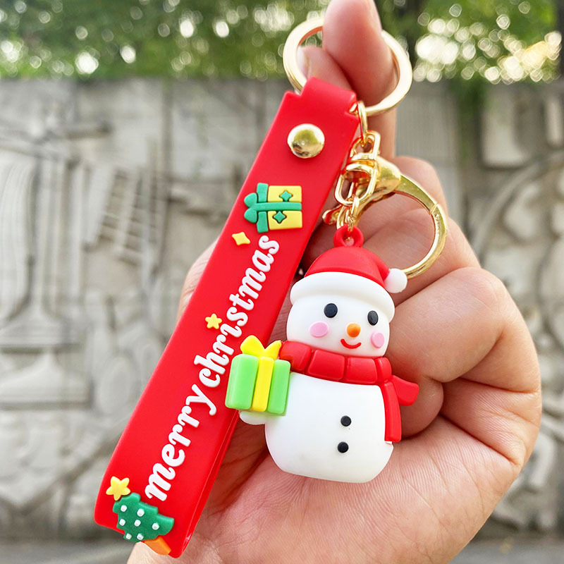 Cute Anime Keychain Charm Key Ring Fob Pendant Lovely Snowman Santa Doll Couple Students Personalized Creative Valentine's Day Gift A8 UPS