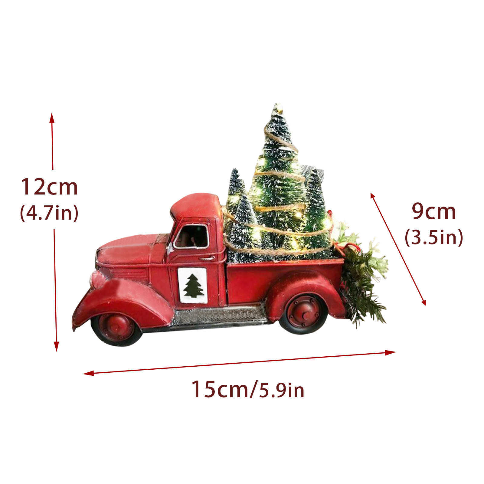 Julprydnader Diy Xmas Gift Vintage Red Truck Trees Centerpiece upplyst Xmas Tree Pendant Hang Decoration For Home Natal L230620