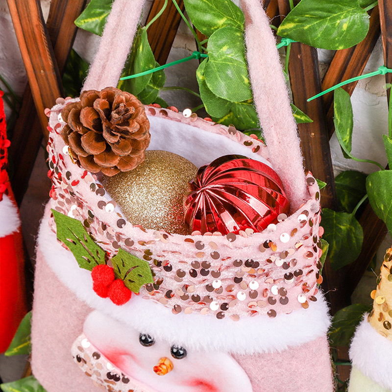 Sacola de presente de Natal com lantejoulas Papai Noel Boneco de neve Presente Doces Tote Bag Feliz Natal Maçã Decoração para casa