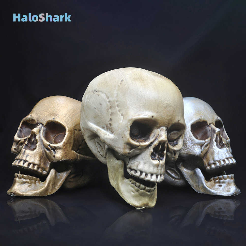 Skull Decor Prop Skeleton Head Plastic 1 1 Model Halloween Style Haunted House Party Home Decoration Game Supplies High Quality L230620