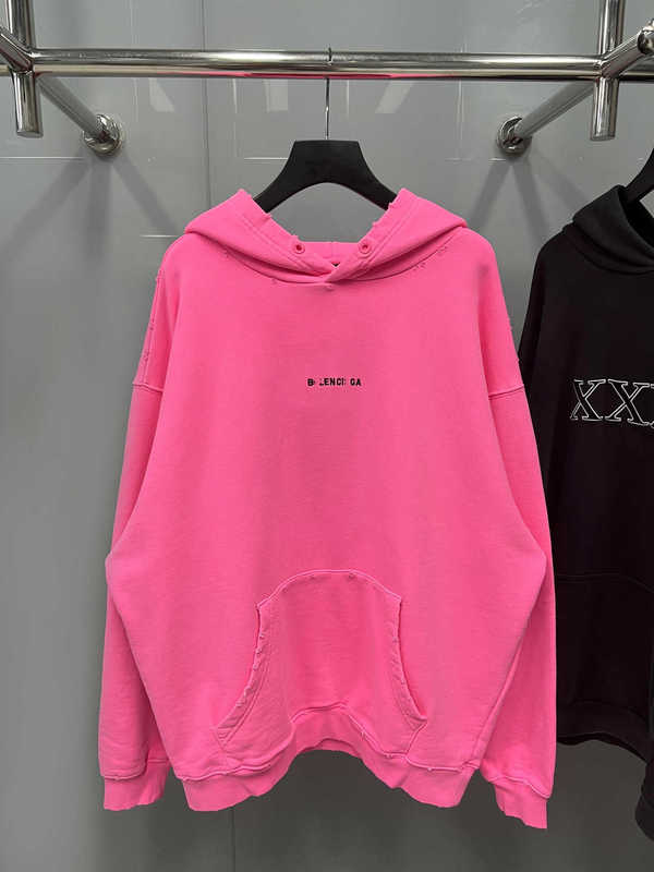 Women's Hoodies Sweatshirts Designer High Edition Paris B Hem Front and Back Letter Brodery Mesh Red New Men's Women's Löst passande huvtröja RMNV