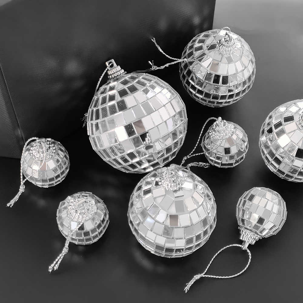 6/12st Silver Disco Christmas Balls Christmas Tree Ornaments 3/5/6cm Hang Pendant Ball Xmas Tree Decor 2023 Nyårsdekoration L230620
