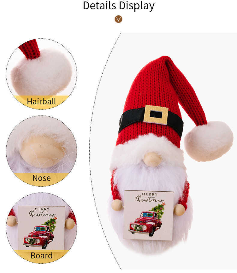 2024 Weihnachten Gesichtslose Puppe Wollknäuel Rot Strickmütze Gnome Puppe Weihnachtsschmuck Neujahr Weihnachtsdekorationen für Zuhause L230620