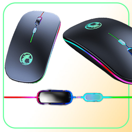 Mouse wireless Bluetooth RGB ricaricabile computer wireless silenzioso retroilluminato a LED gioco ergonomico laptop PC3841581