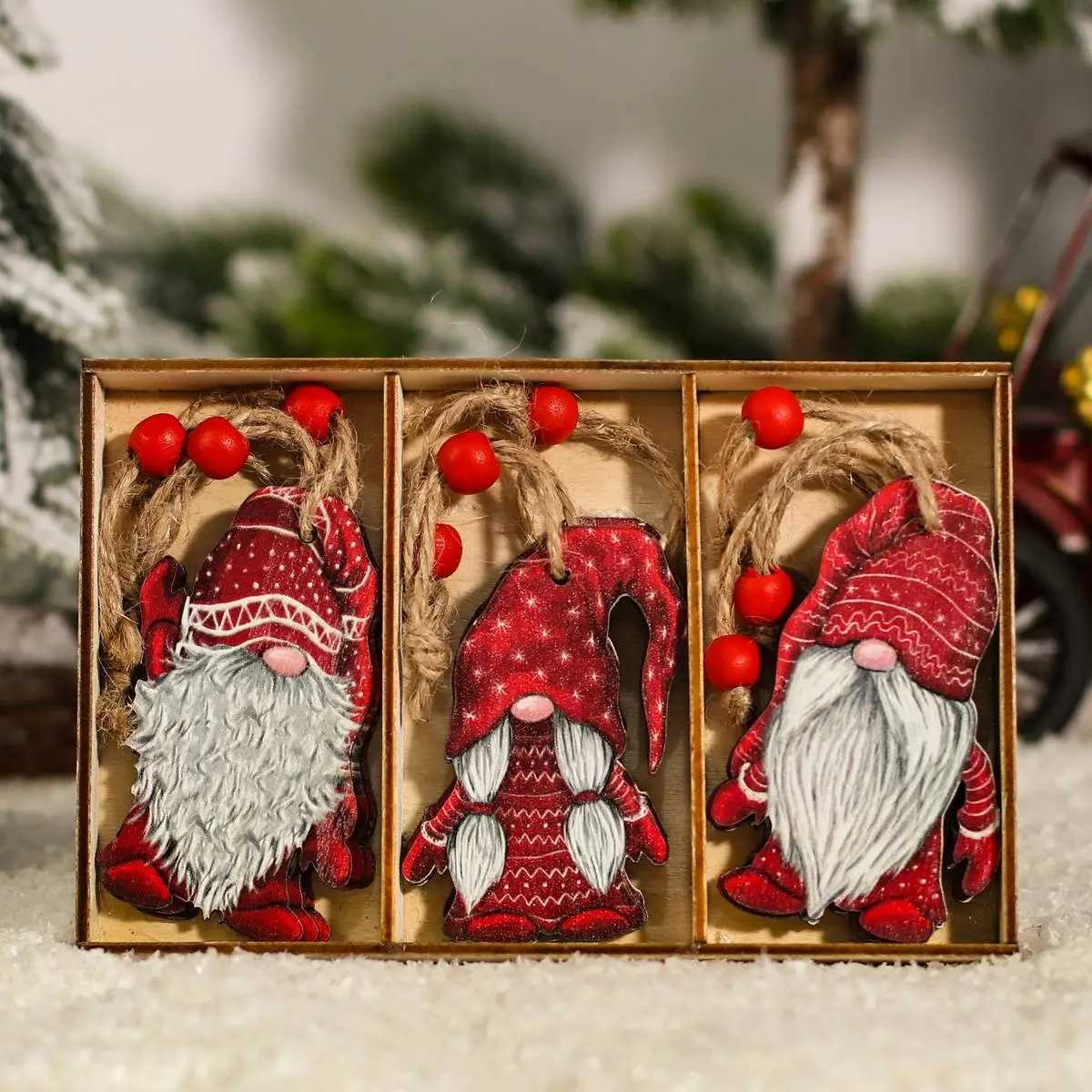 Wooden Christmas Tree Hanging Merry Christmas Decoration for Home Cristmas 2023 Xmas Ornaments Navidad Gifts Happy New Year L230620