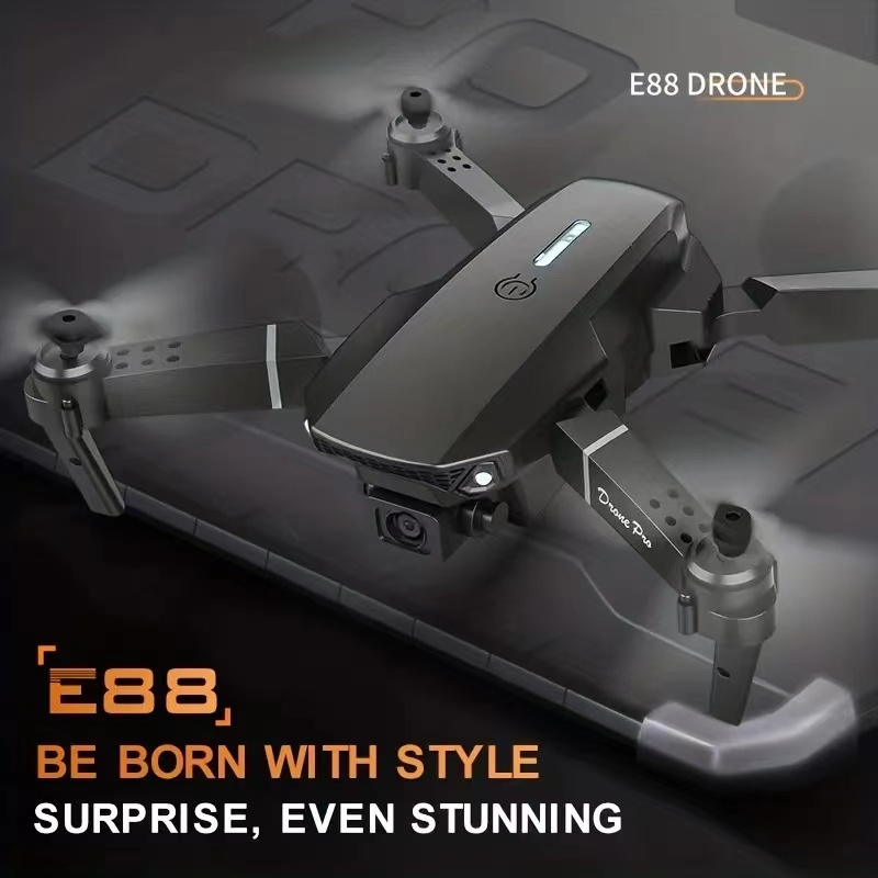 E88 Pro Drone с 4K -камерой, Wi -Fi FPV 1080p HD Двойное складное удержание RC Quadcopter, режим без головы, визуальное позиционирование, автоматическое управление мобильным приложением Mobile