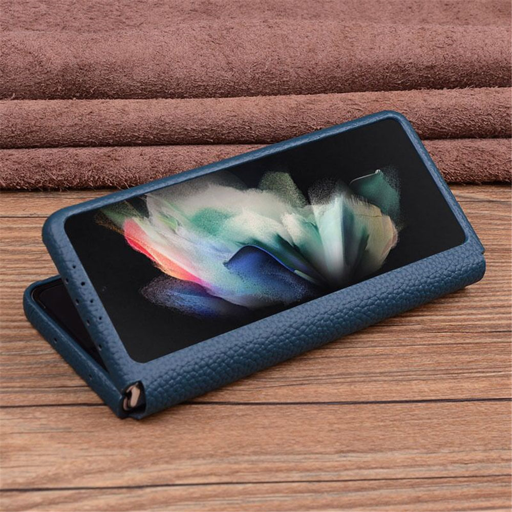 Премиум подлинный кожаный корпус для Samsung Galaxy Z Fold5 4 Retro Business Armor Back Cover