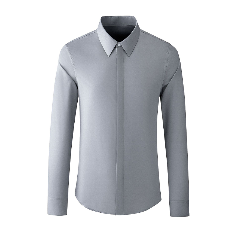 ミングルソリッドカラーシンプルなクラシックメンズシャツ高品質の長袖ビジネスカジュアルカバーボタンパーティーマンドレスシャツ