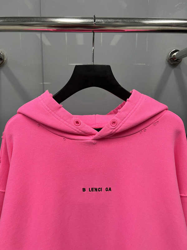 Women's Hoodies Sweatshirts Designer High Edition Paris B Hem Front and Back Letter Brodery Mesh Red New Men's Women's Löst passande huvtröja RMNV