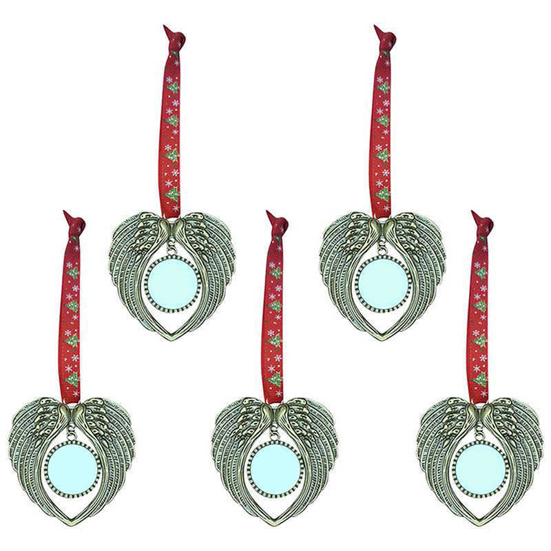 5stAngel Wing Shaped Pendents Christmas Tree Ornaments Heart Shape DIY Pendant L230620