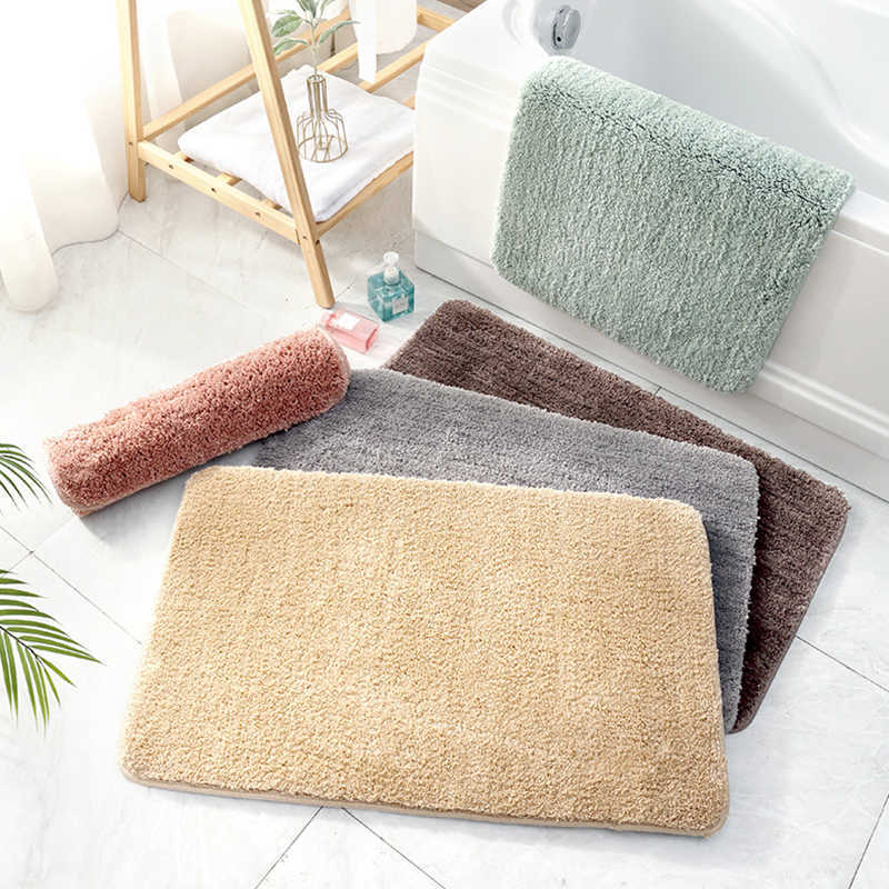 Fluffy Plush Super Absorbent Bathroom Rug Shaggy Soft Comfortable Non Slip Bath Mat Machine Washable Thick Gray Floor Carpet HKD230809