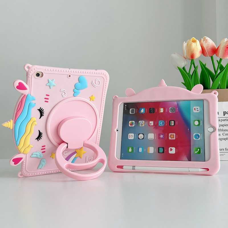 Couverture mignonne de licorne pour iPad Air 1 2 3 4 5 Mini 6 Pro 9.7 11 10.5 Étui en silicone iPad 10.2 10.9 10e 9e 8e 7e Couverture de poignée de support HKD230809